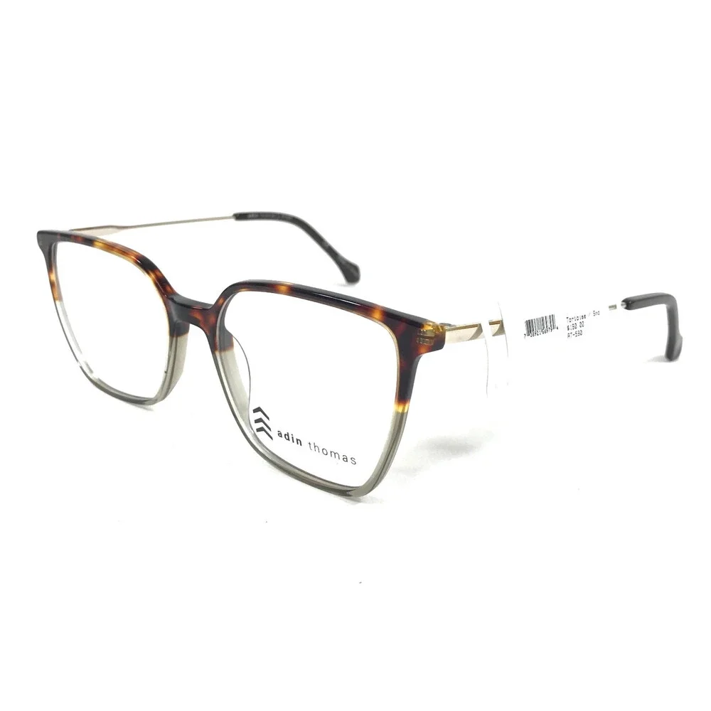 Adin Thomas Eyeglasses Frames AT-590 C1 Tortoise Smoke Gray Cat Eye 53-17-142